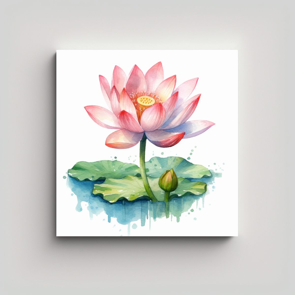 GENERICO - Cuadro Lotus Acuarela Visual Arte Inspirador Para 50x50 Cm