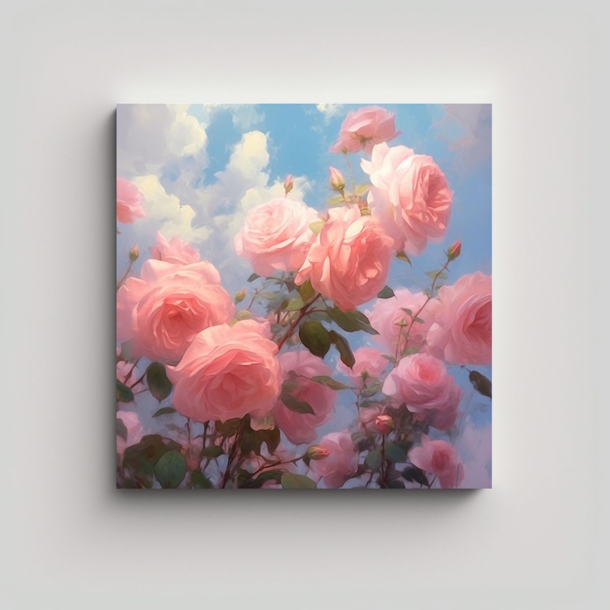 GENERICO - Rosa Abstracta Lienzo Pintura Al Óleo Cielo 50x50 Cm