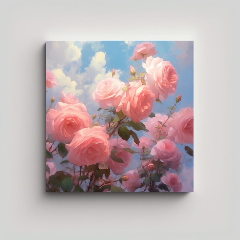 GENERICO - Rosa Abstracta Lienzo Pintura Al Óleo Cielo 50x50 Cm