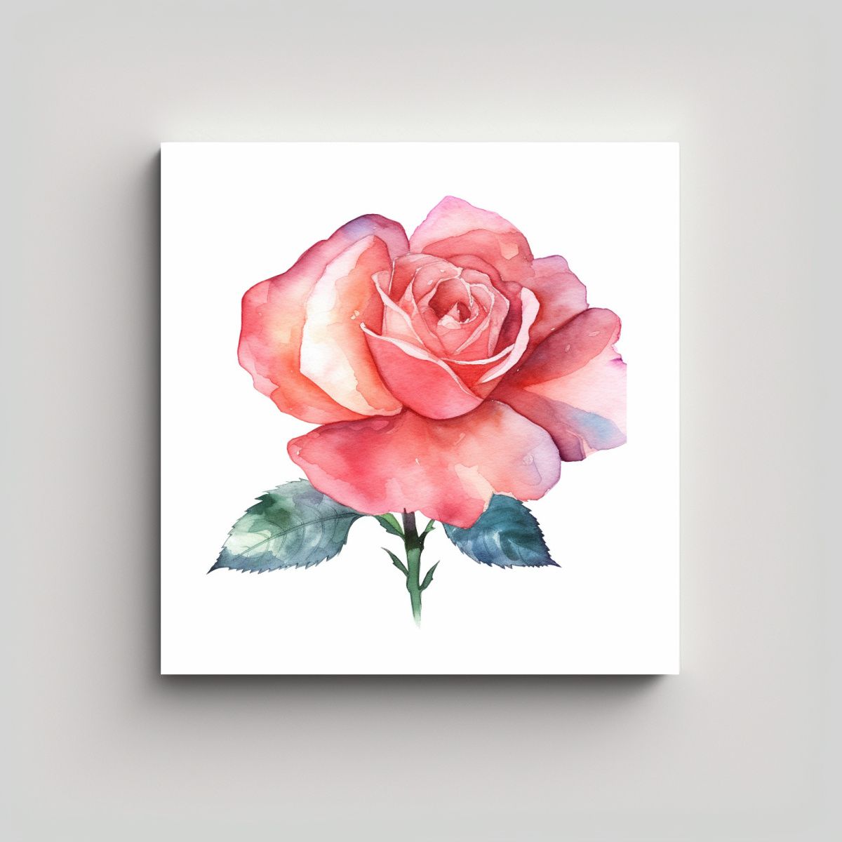 GENERICO - Arte Fino Líneas Textura Acuarela Rosa Flor Sin 80x80 Cm