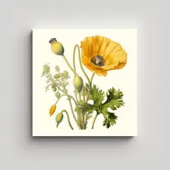 GENERICO - Cuadro Amarillo De Amapola Detallada Ilustración 50x50 Cm