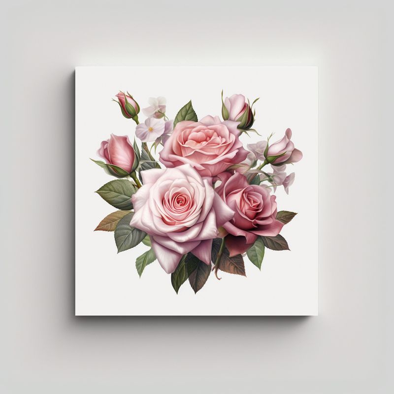 GENERICO - Ramo Realista De Rosas Detalladas Arte Decorativo 60x60 Cm