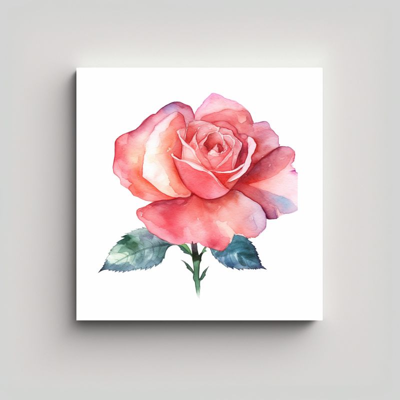 GENERICO - Arte Fino Líneas Textura Acuarela Rosa Flor Sin 60x60 Cm