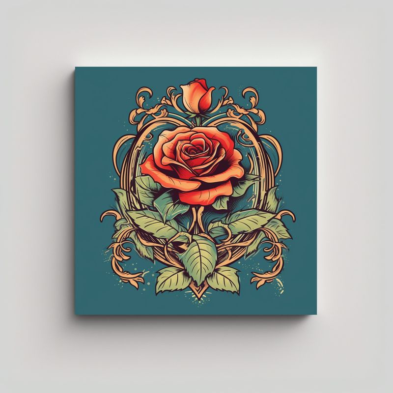 GENERICO - Estilo Art Nouveau Rosa Pintura Arte Decorativo 80x80 Cm