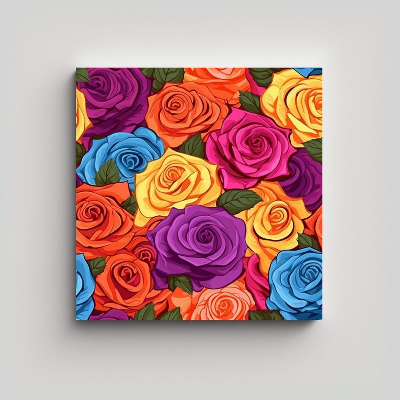 GENERICO - Composición Tema Rosas Coloridas Artes 70x70 Cm