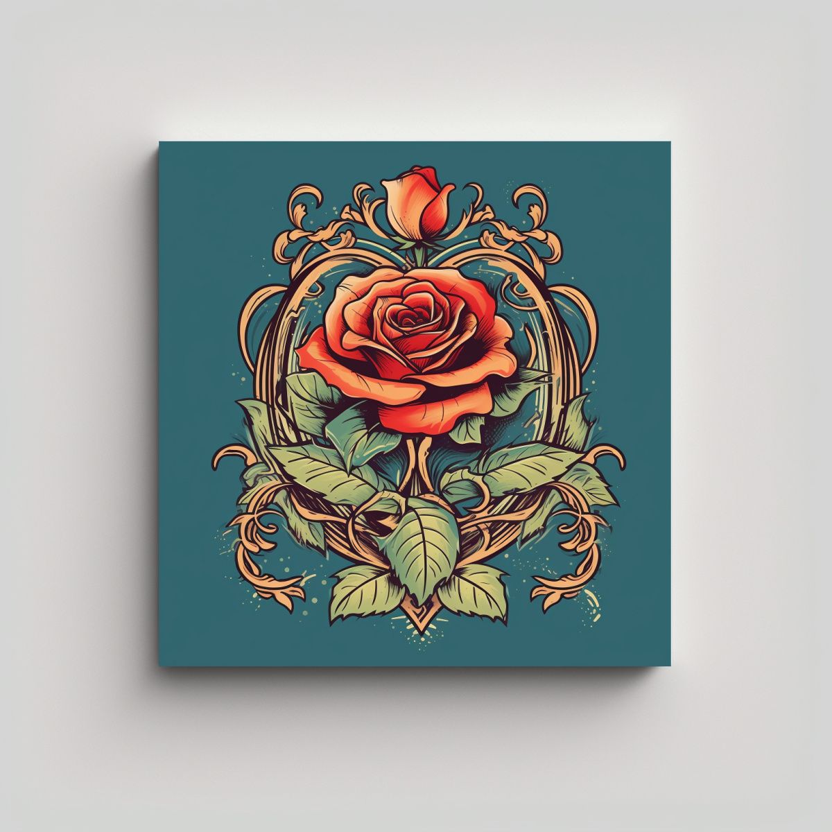 GENERICO - Estilo Art Nouveau Rosa Pintura Arte Decorativo 50x50 Cm