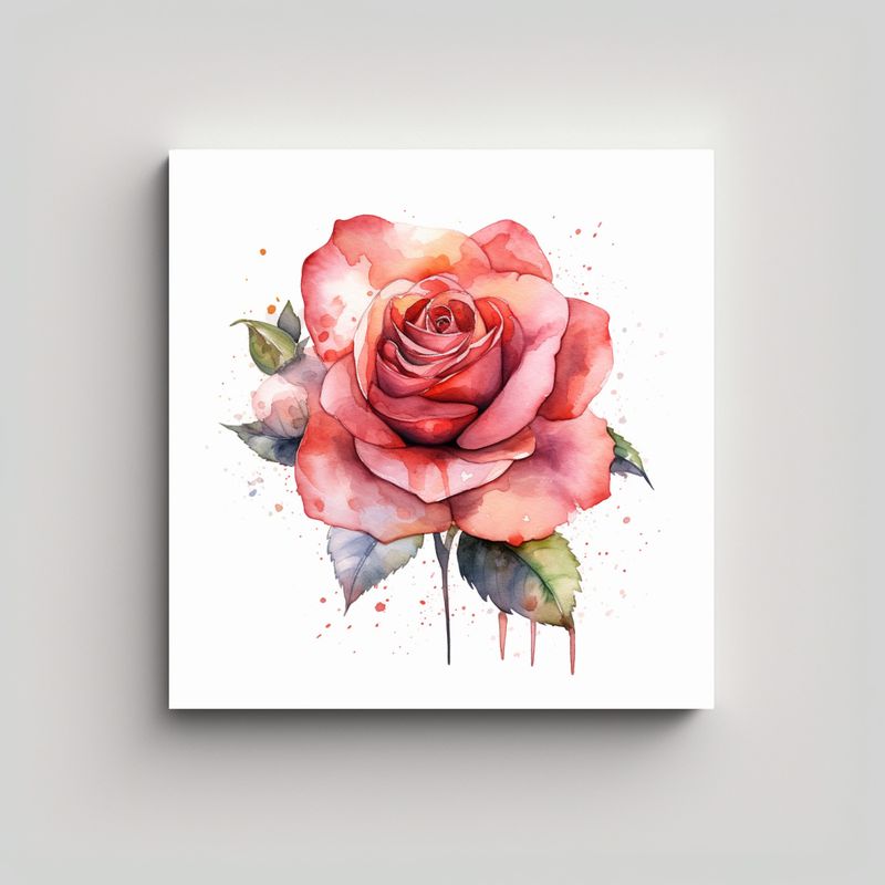 GENERICO - Arte Decorativo Impresionante Rosa Acuarela 80x80 Cm
