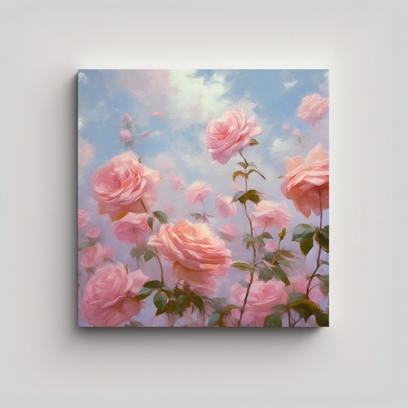 GENERICO - Pintura De Aceite Rosa Sublimada Arte Tela 90x90 Cm