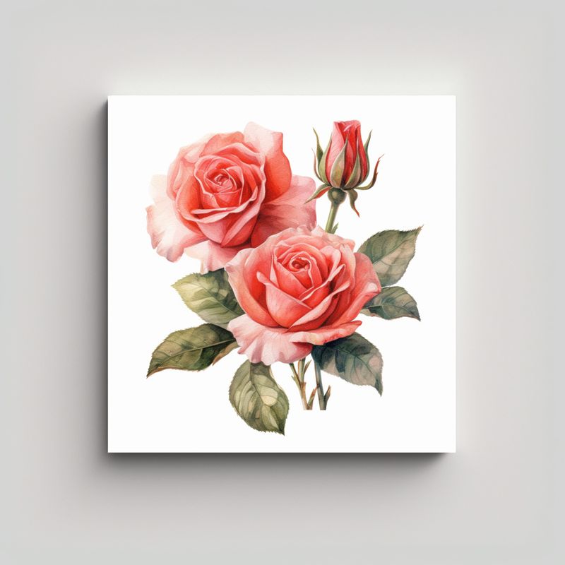 GENERICO - Cuadro Decorativo De Rosas Vintage Realistas En 60x60 Cm