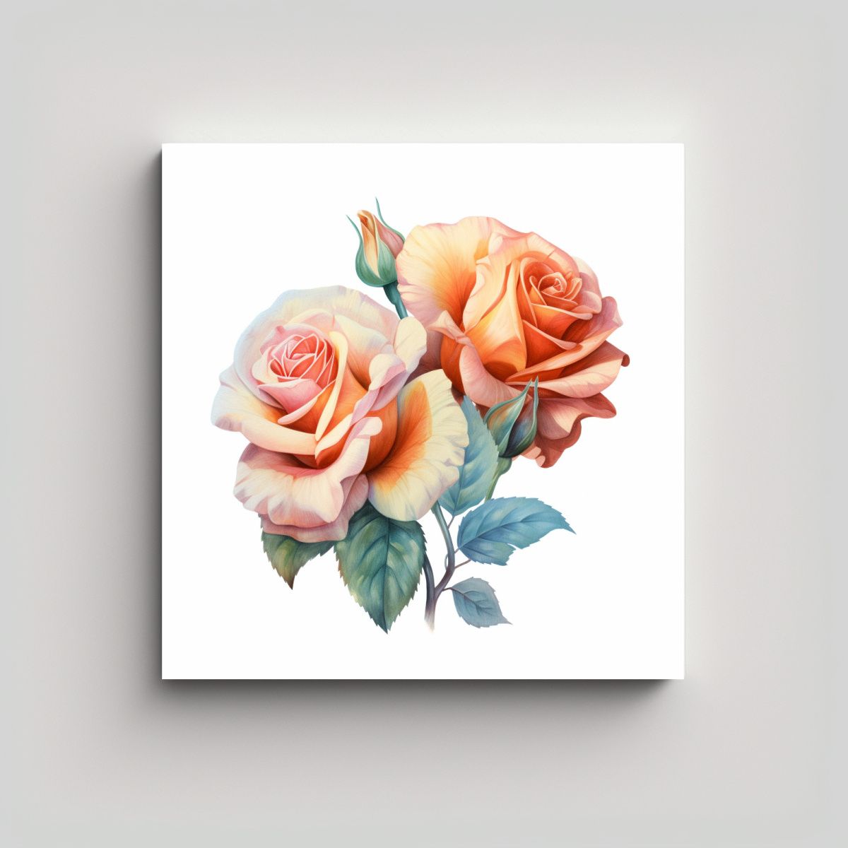 GENERICO - Rosa Época Lienzo Pintada Estilo Anne Sudworth 50x50 Cm