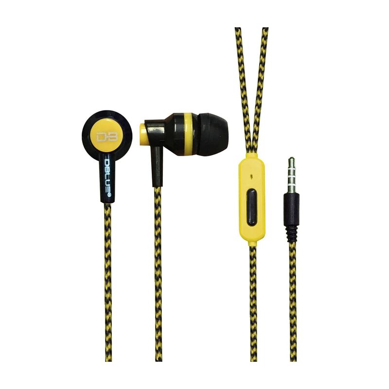 DBLUE - AUDIFONO ULTRALIGERO CABLE TEXTIL CON MANOS LIBRES YELLOW