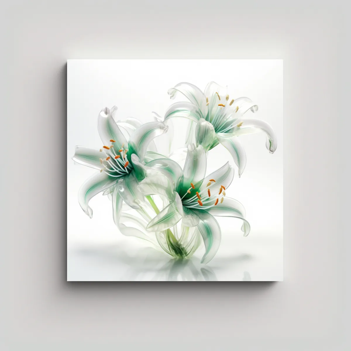 GENERICO - Cuadro De Vidrio Con Lirios Blancos Y Armonía De 60x60 Cm