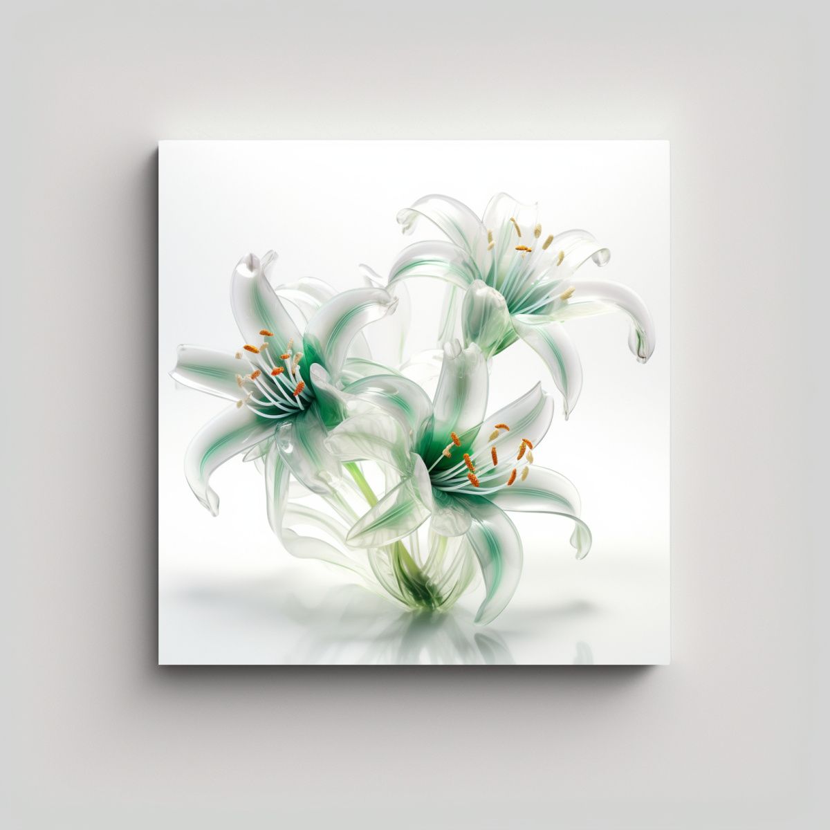 GENERICO - Cuadro De Vidrio Con Lirios Blancos Y Armonía De 60x60 Cm