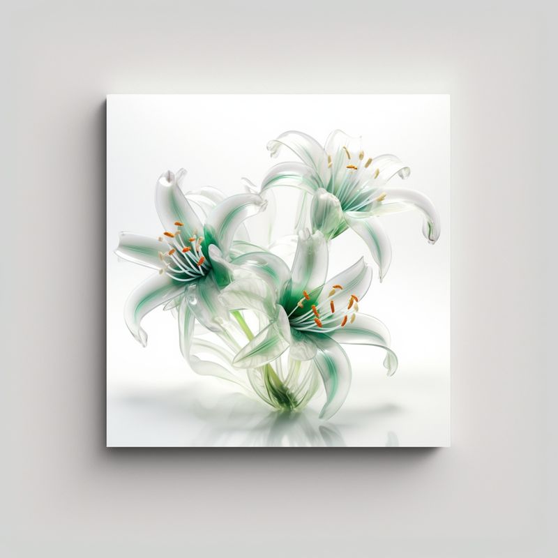 GENERICO - Cuadro De Vidrio Con Lirios Blancos Y Armonía De 60x60 Cm