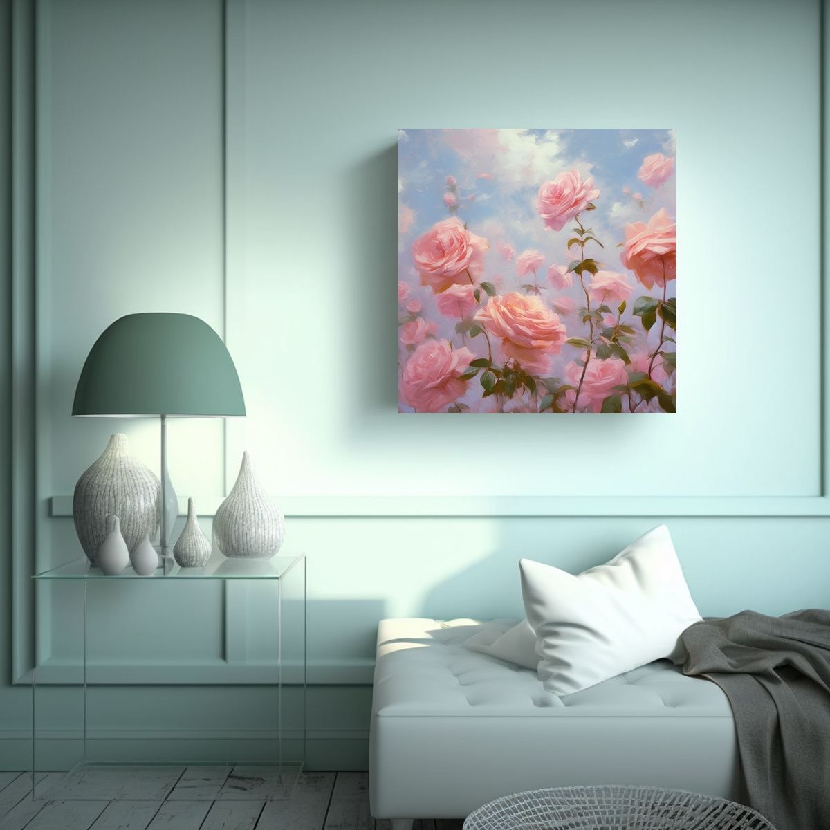 GENERICO - Pintura De Aceite Rosa Sublimada Arte Tela 50x50 Cm