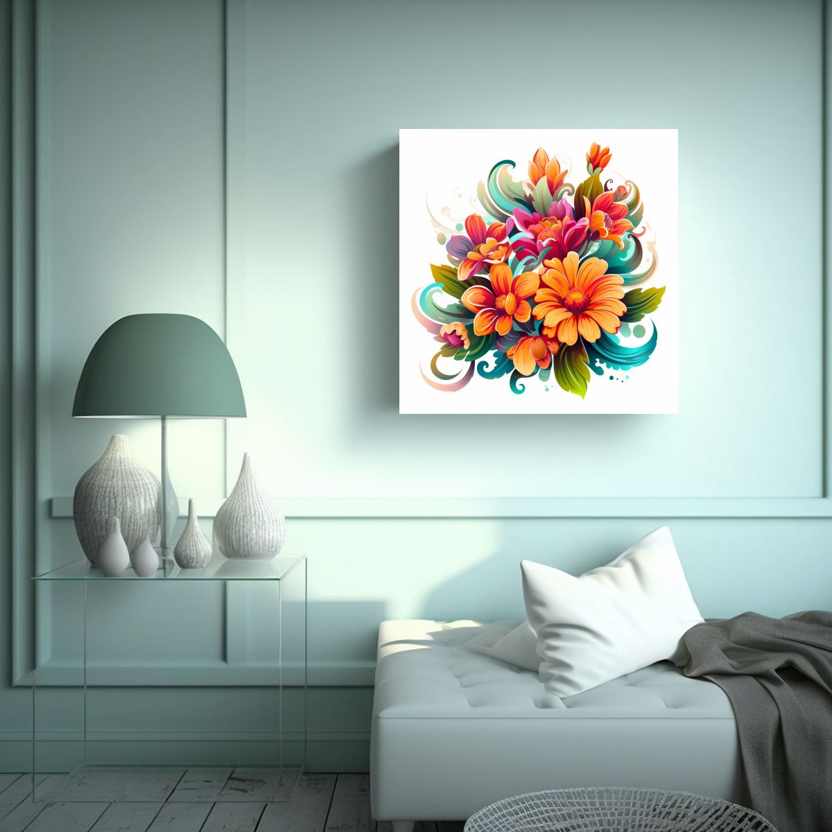 GENERICO - Ilustración Vectorial Composición Flores 90x90 Cm