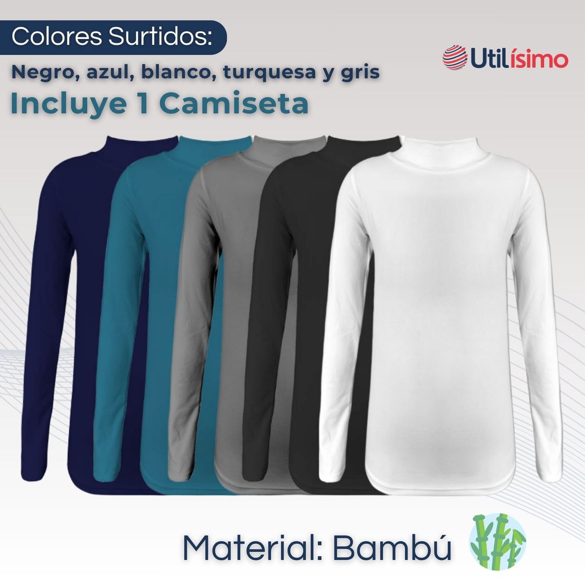 UTILISIMO - Camiseta Polera Beatle Bambú Primera Capa Niño Cuello Alto Surtido