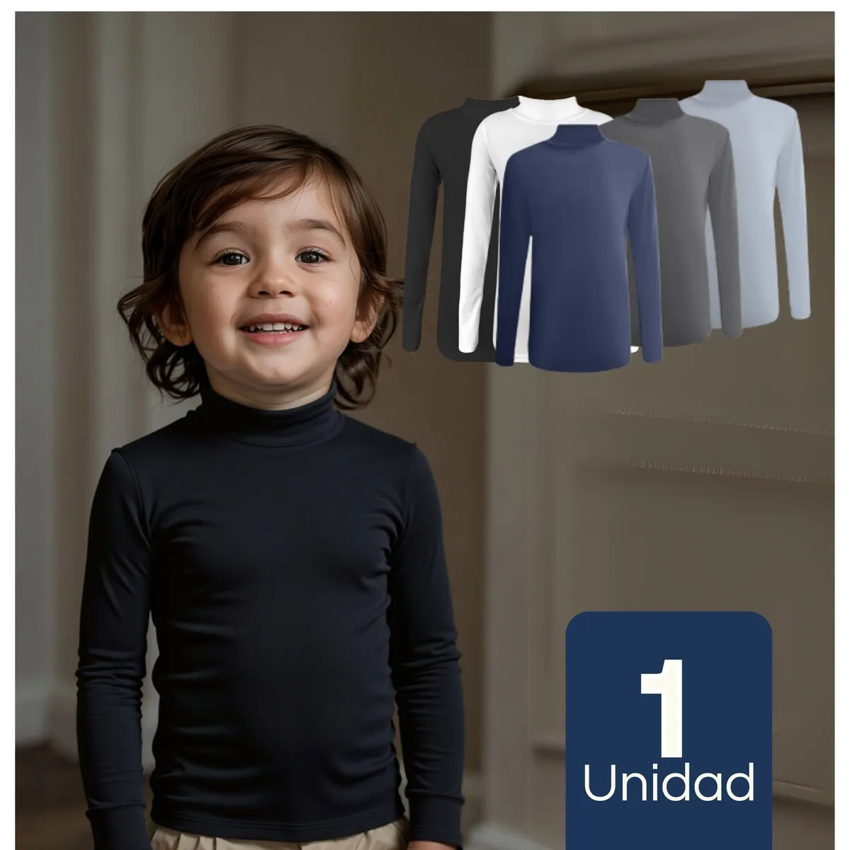 UTILISIMO - Camiseta Polera Beatle Bambú Primera Capa Niño Cuello Alto Surtido
