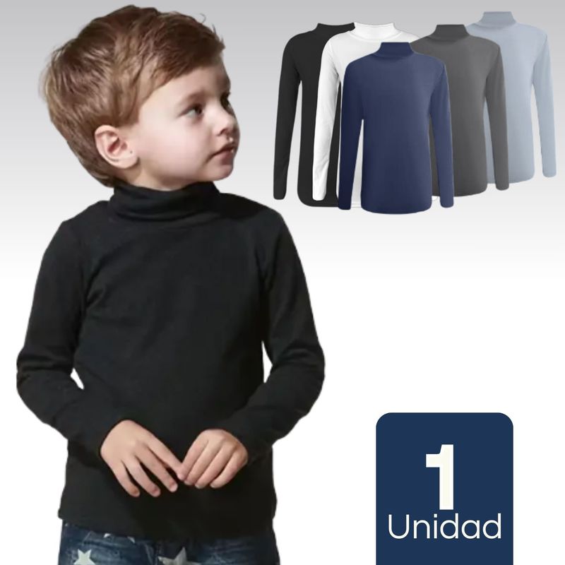 UTILISIMO - Camiseta Polera Beatle Bambú Primera Capa Niño Cuello Alto Surtido