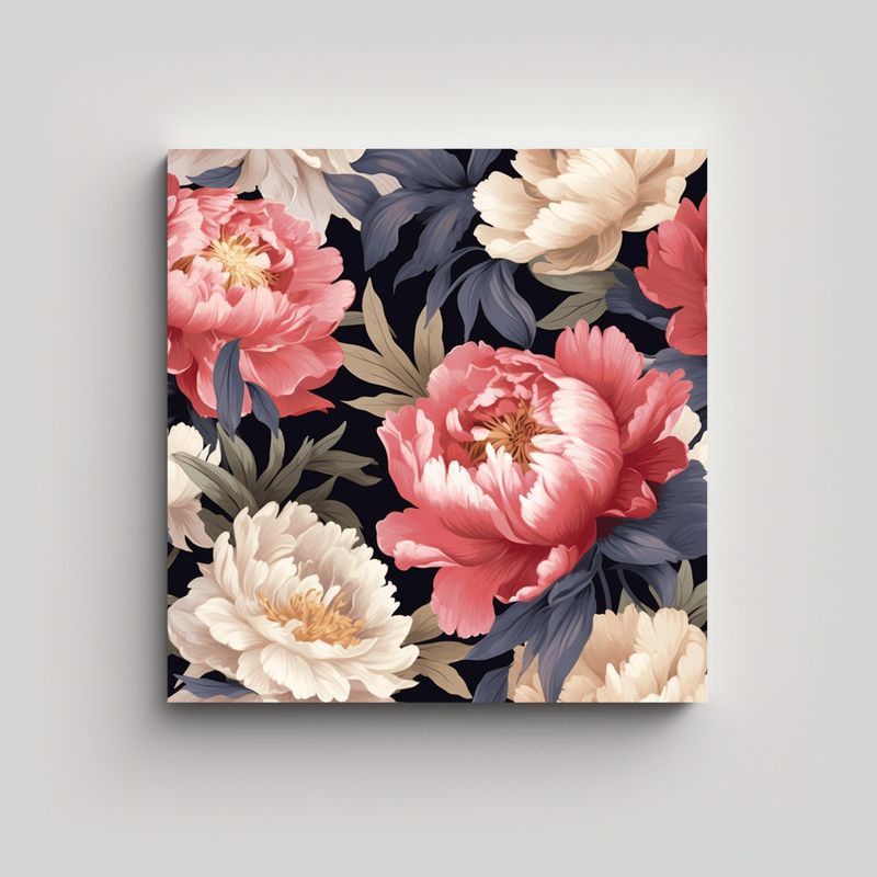 GENERICO - Pintura Elegante De Peonías Estilo Óleo Para 60x60 Cm
