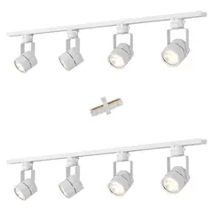 MEGABRIGHT - Lámpara 8 Focos Blancos Hexagonales Luz Neutra con 2 Riel de 1 mt más Unión