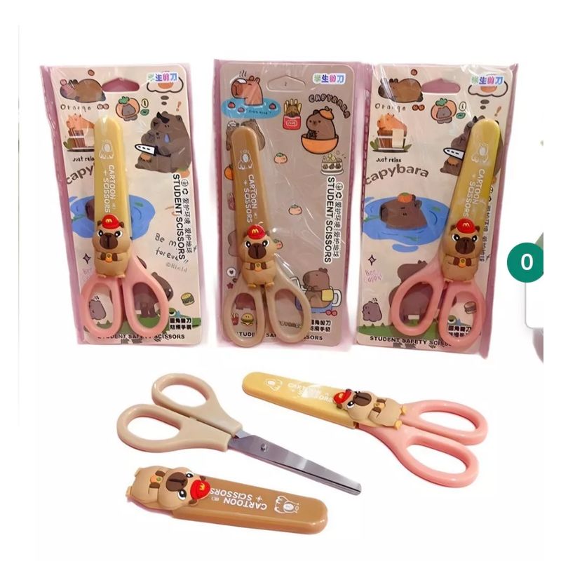 GENERICO - Tijera Capibara Kawaii Con Tapa Protectora Colegio Jardín