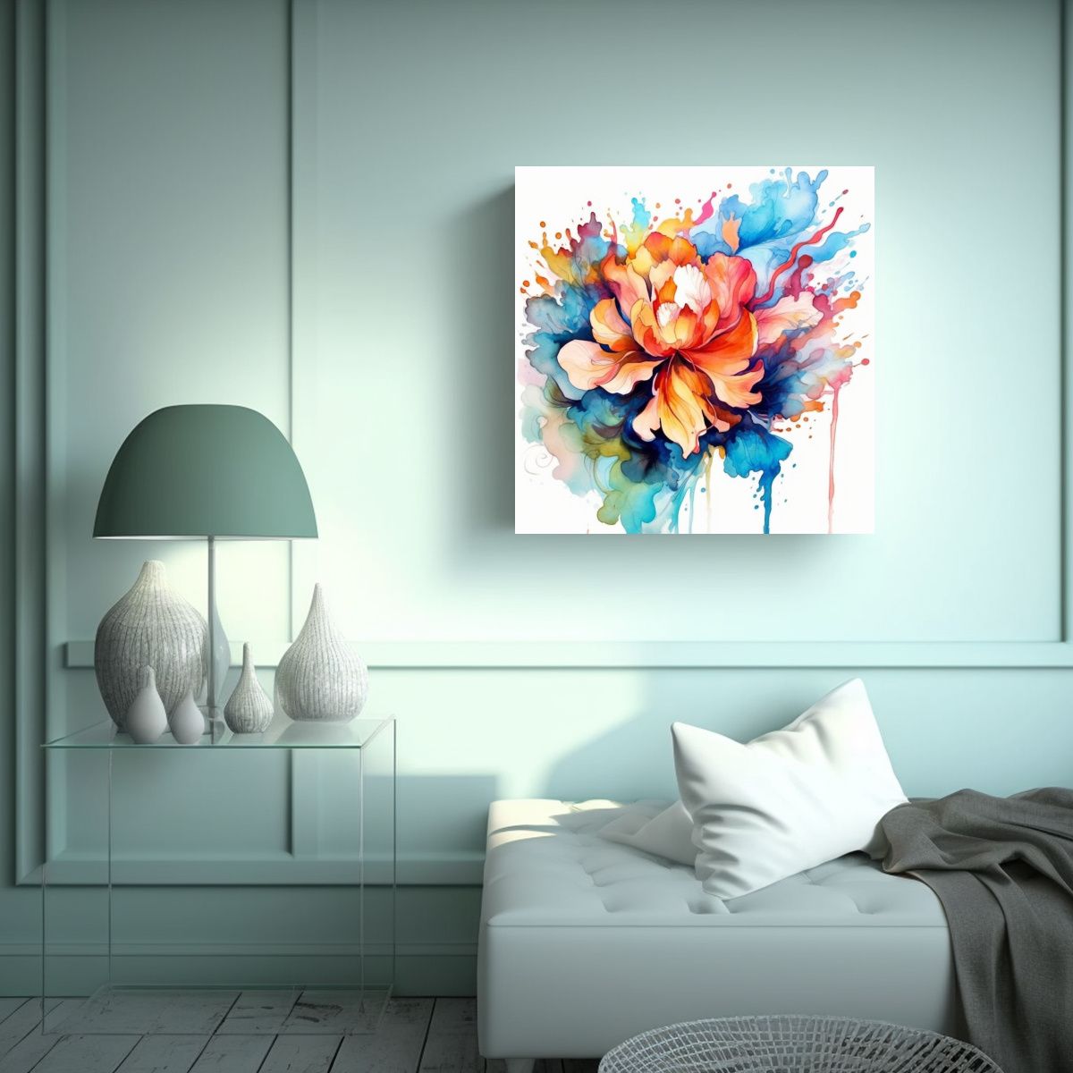 GENERICO - Arte Pared Acuarela Diseño Padrón Inspiración 70x70 Cm