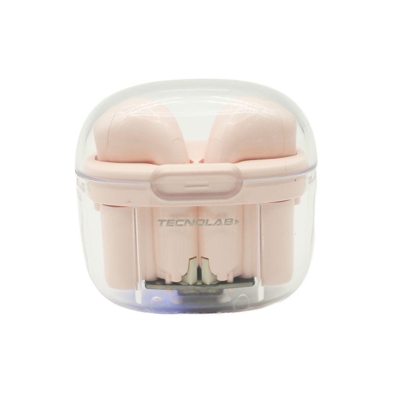 TECNOLAB - Audifonos Tecnolab inalambricos Bluetooth TWS caja transparente Pink