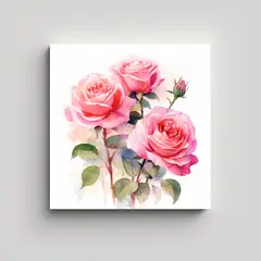 GENERICO - Cuadro Decorativo Rosa Acuarela Rosa Época 50x50 Cm