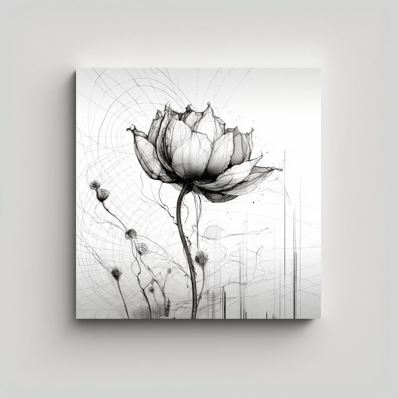 GENERICO - Exuberante Ilustración Floral Tela En Bastidor 80x80 Cm