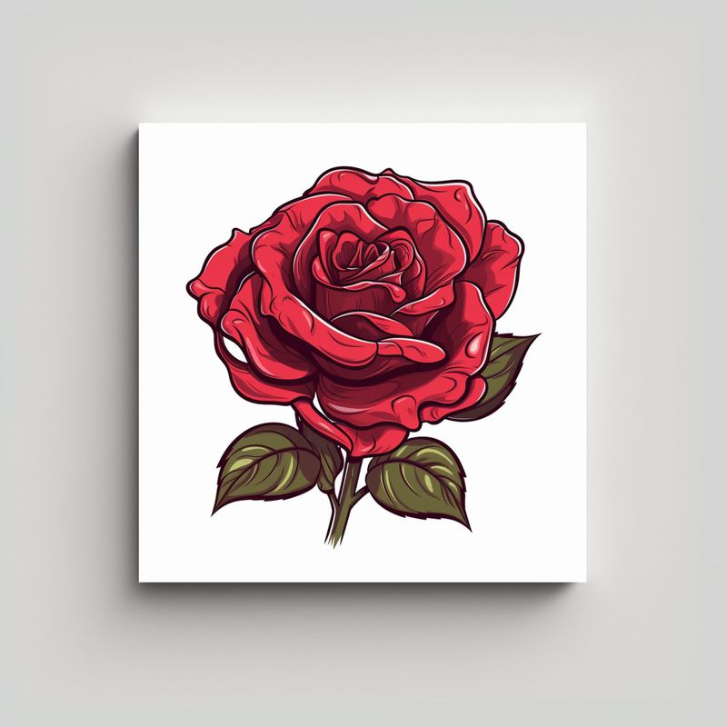 GENERICO - Ilustración Rosa Roja Fantasia Arte Cuadrado 60x60 Cm