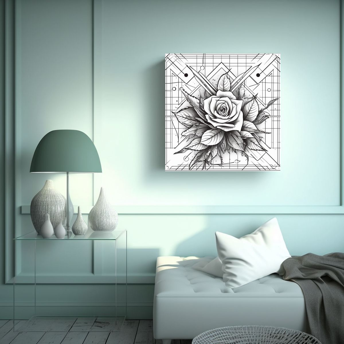 GENERICO - Cuadro Abstracto De Impacto Visual Tattoo Flash 80x80 Cm