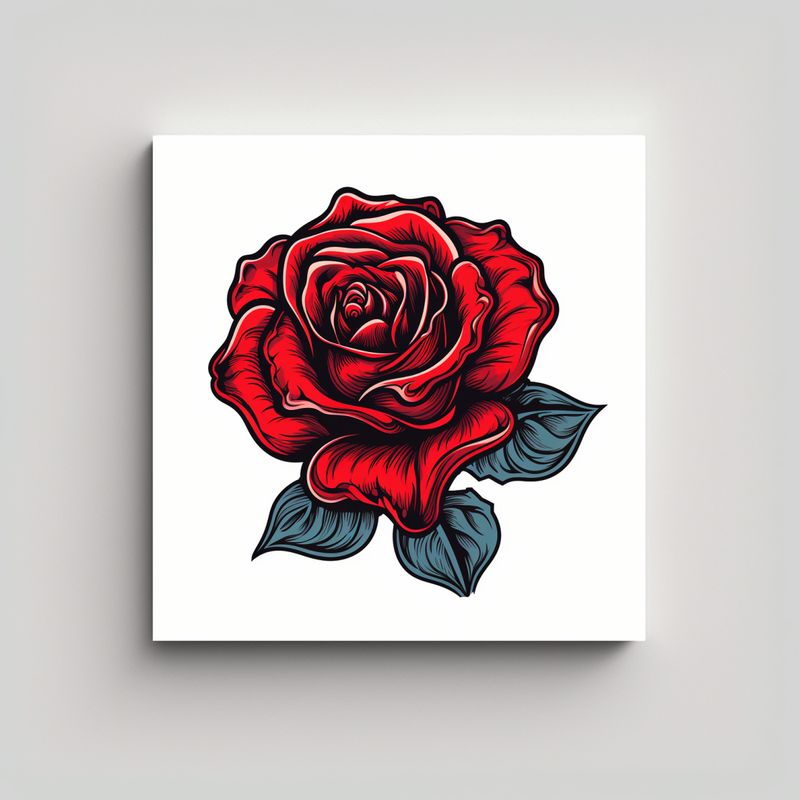GENERICO - Rosa Roja Mágica En Acuarela Ilustración 80x80 Cm