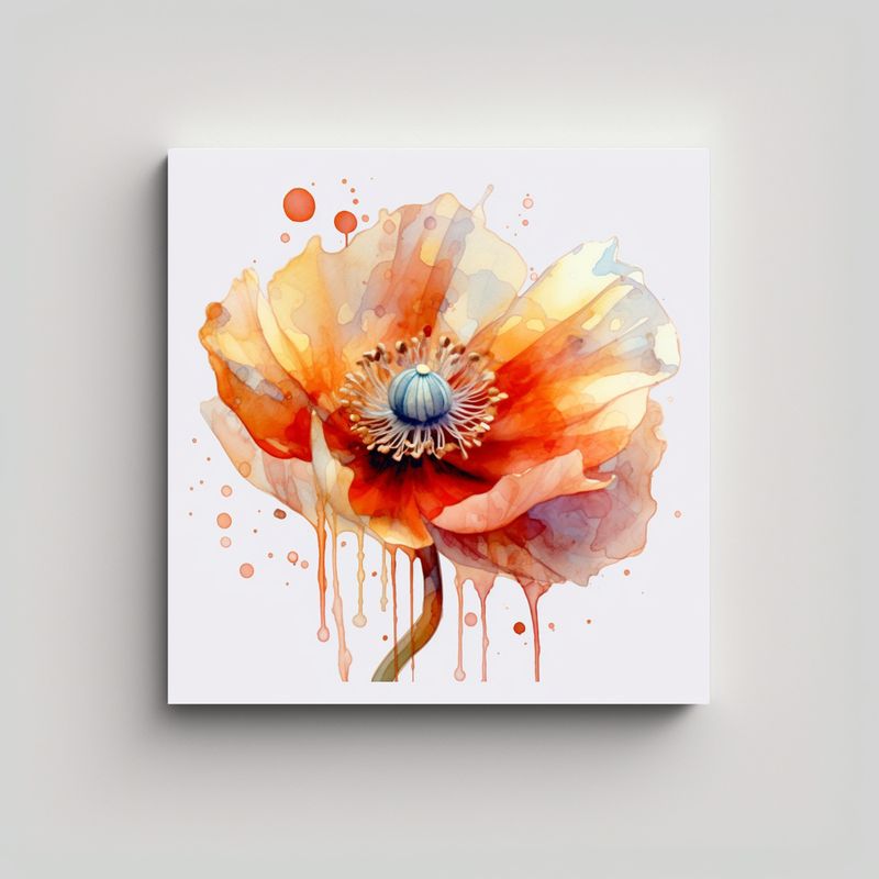 GENERICO - Cuadro Vanguardia Acuarela Flor De Amapola Sin 60x60 Cm