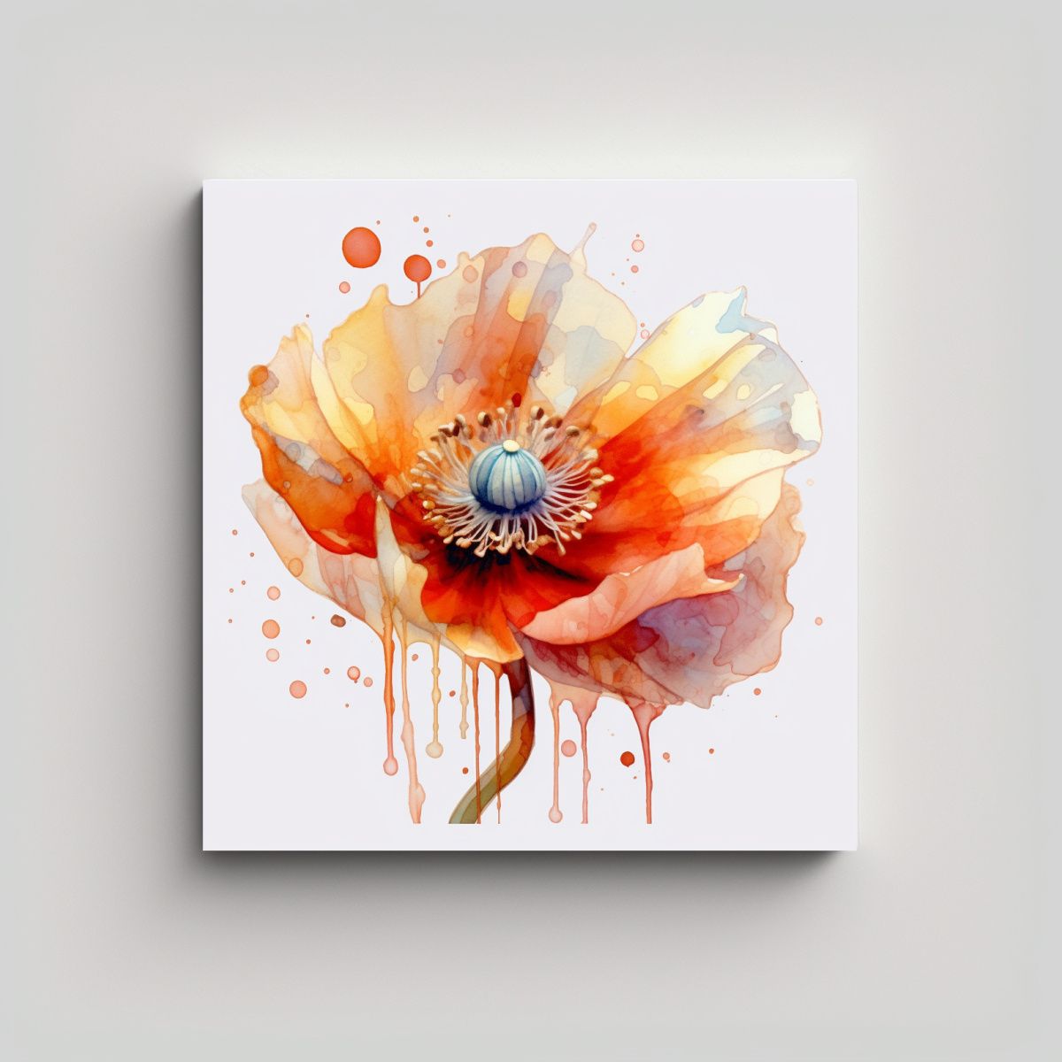 GENERICO - Cuadro Vanguardia Acuarela Flor De Amapola Sin 50x50 Cm