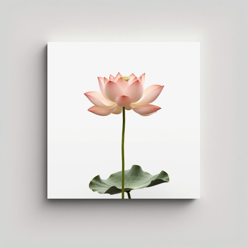 GENERICO - Loto Elegante De Larga Vástago En Fondo Blanco 50x50 Cm