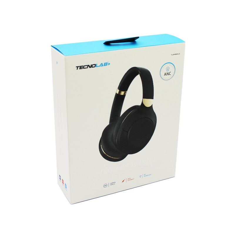 TECNOLAB - AUDIFONO BLUETOOTH TIPO CINTILLO CON AISLACION DE RUIDO ANC BLACK BEIGE