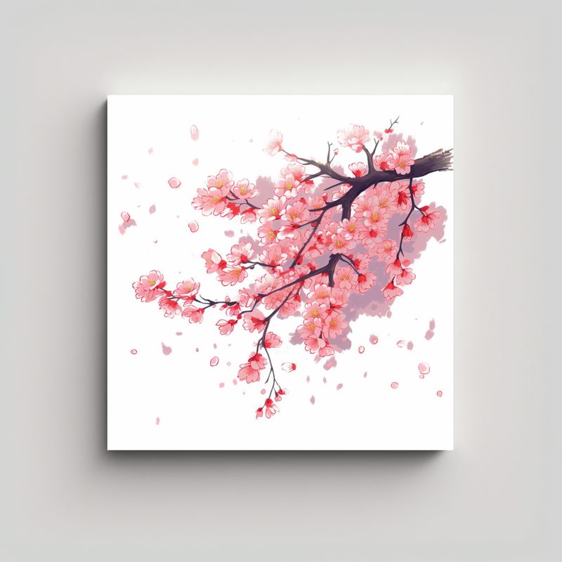 GENERICO - Cuadro De Baño Estilo Anime Con Cerezos En 60x60 Cm