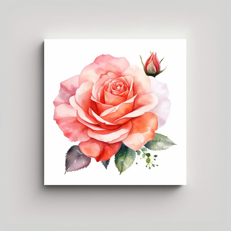 GENERICO - Cuadro Artístico De Rosas Acuarela Vector 2D 60x60 Cm