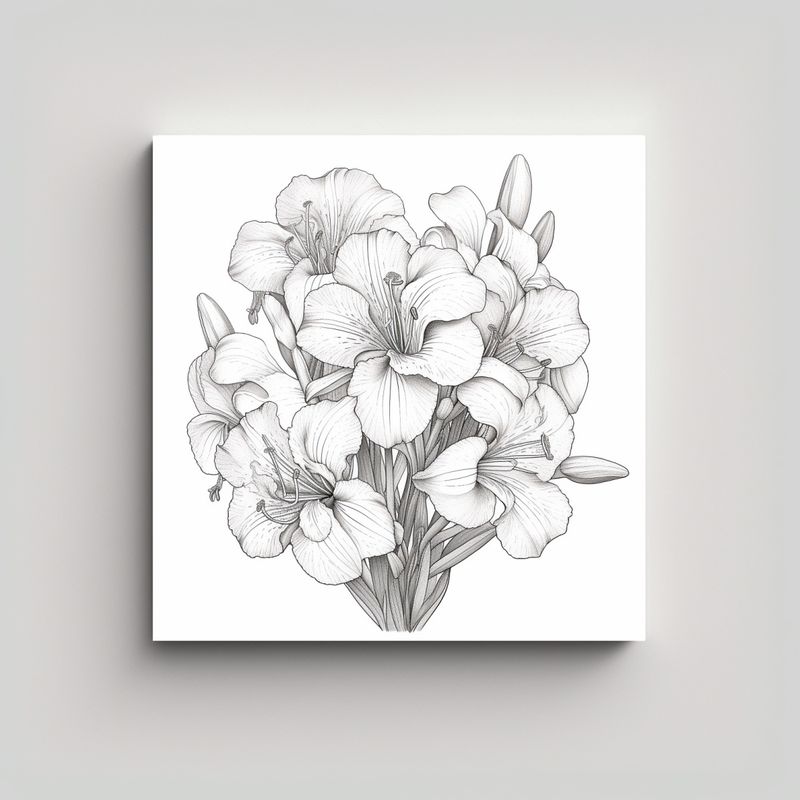 GENERICO - Arte De Línea De Flor De Alstroemerias Colorida 70x70 Cm