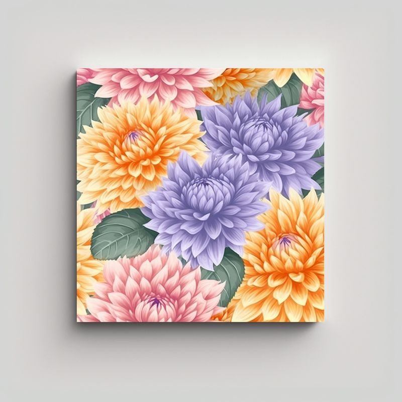 GENERICO - Dalia Flor Patrón Tela Sublimada Bastidor 60x60 Cm