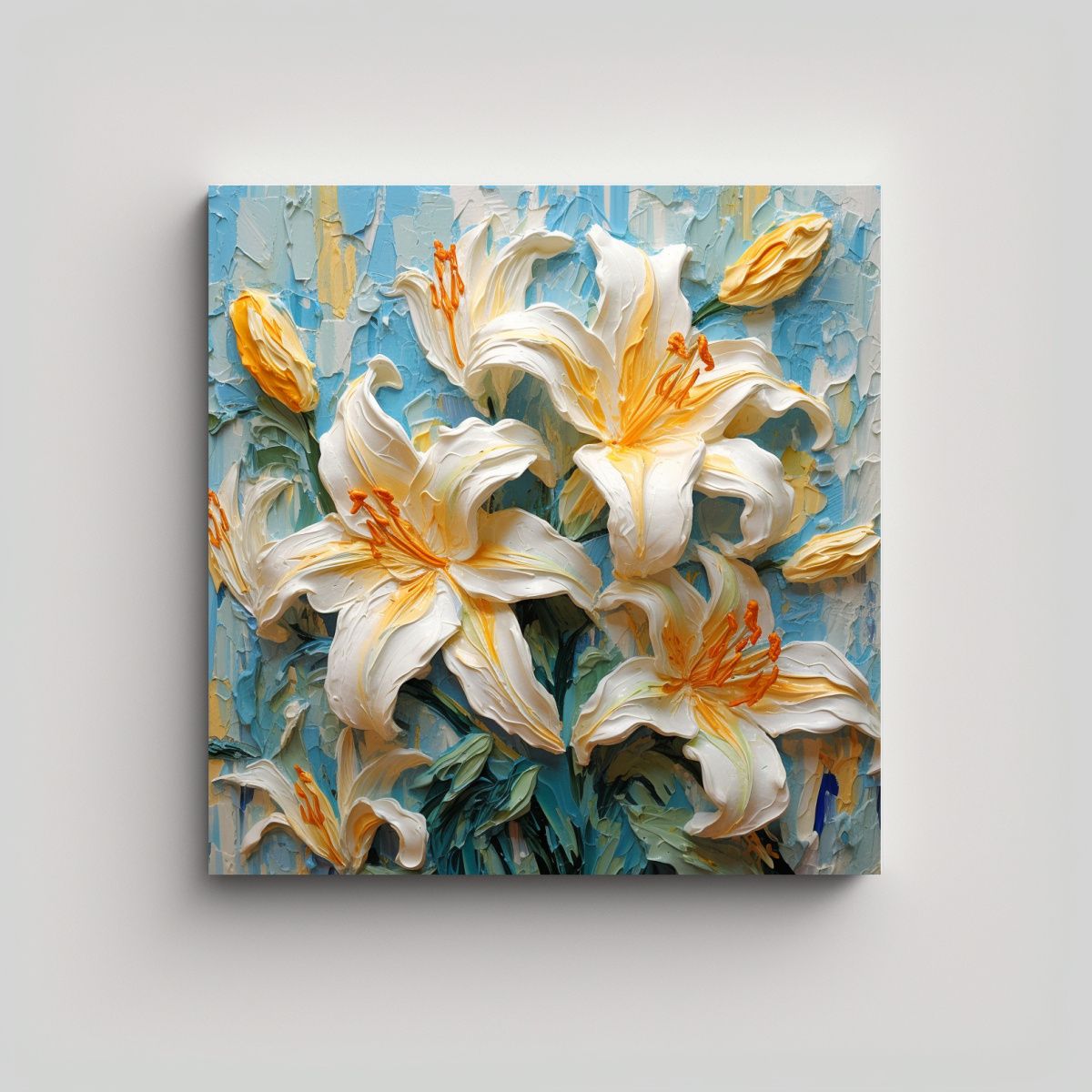 GENERICO - Exclusivas Lirios Abstractos Amarillos En Pintura 50x50 Cm