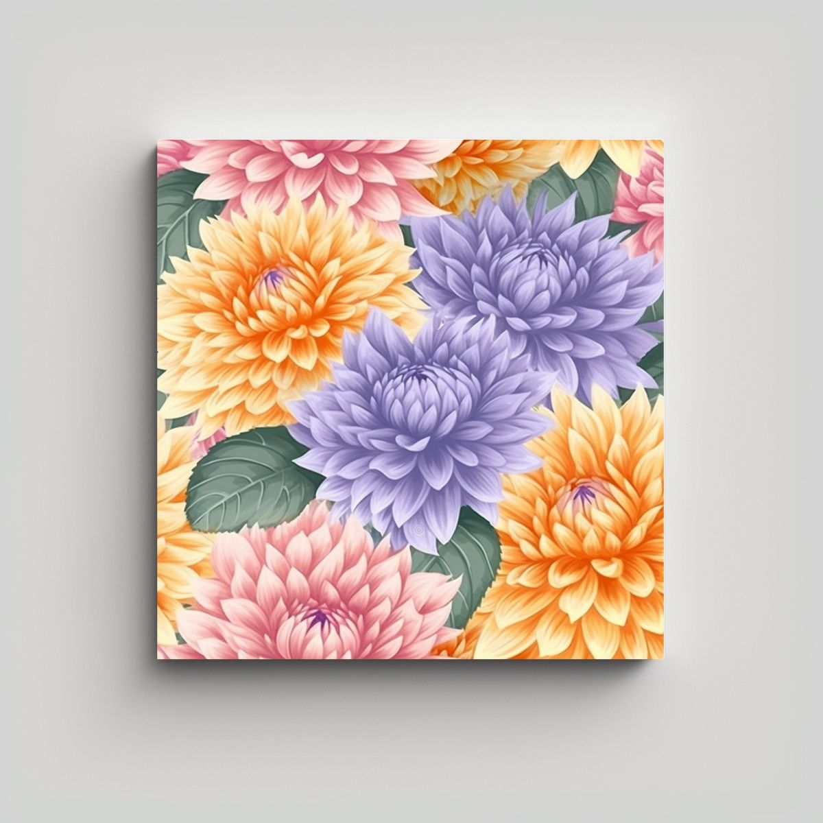 GENERICO - Dalia Flor Patrón Tela Sublimada Bastidor 50x50 Cm