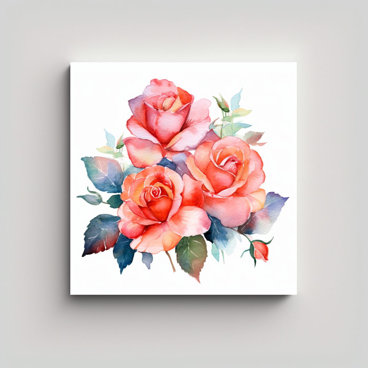 GENERICO - Arte Moderno Multicolor Acuarela Rosas Clipart HD 50x50 Cm