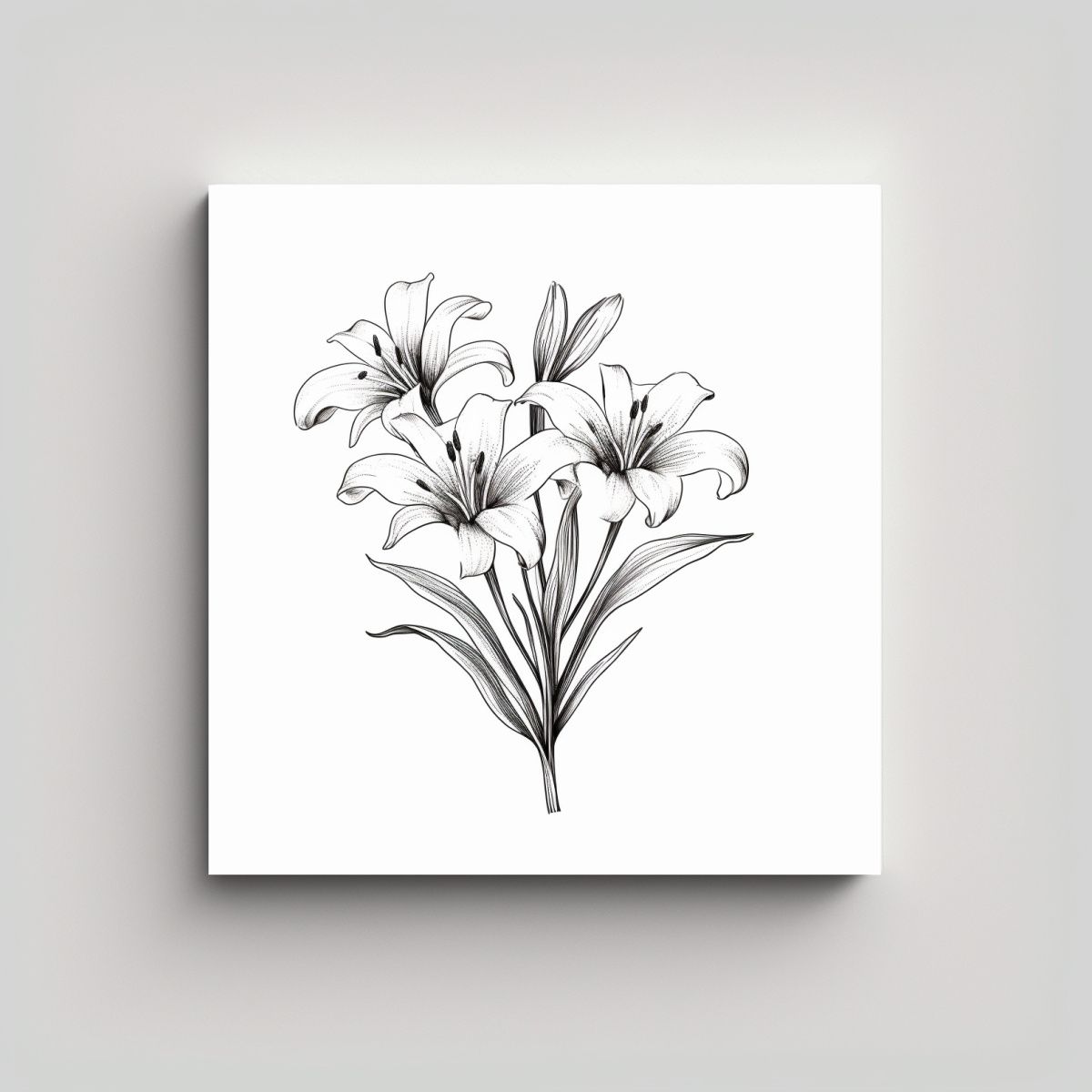 GENERICO - Arte Minimalista Líneas Negras De Lirios 90x90 Cm