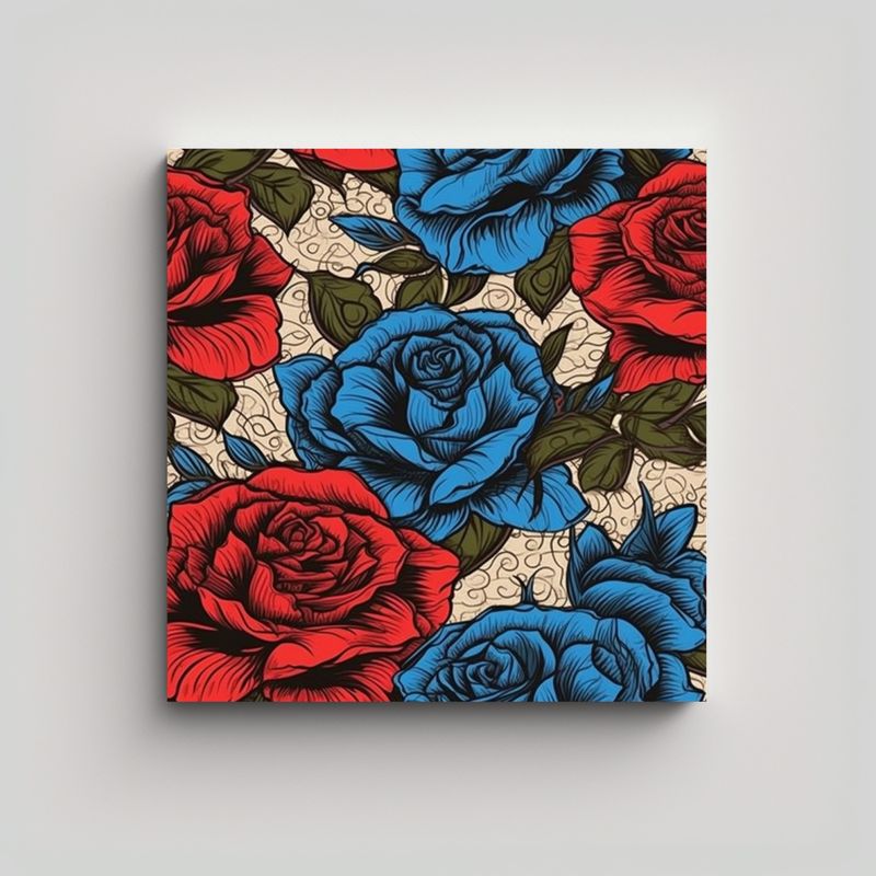 GENERICO - Cuadro Rectangular Tatuaje De Rosa Espectacular 50x50 Cm
