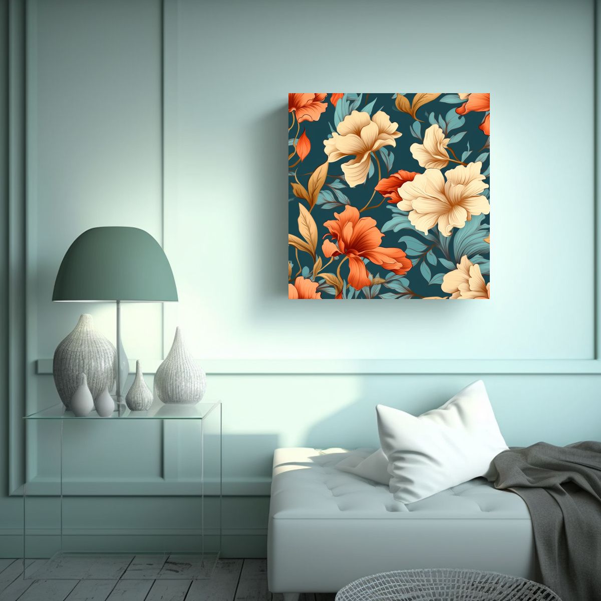 GENERICO - Diseño De Papel Mural Digital Floral Abstracto 90x90 Cm