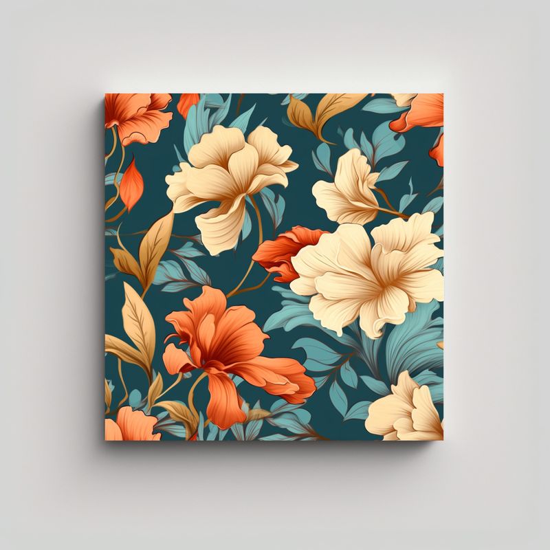 GENERICO - Diseño De Papel Mural Digital Floral Abstracto 80x80 Cm
