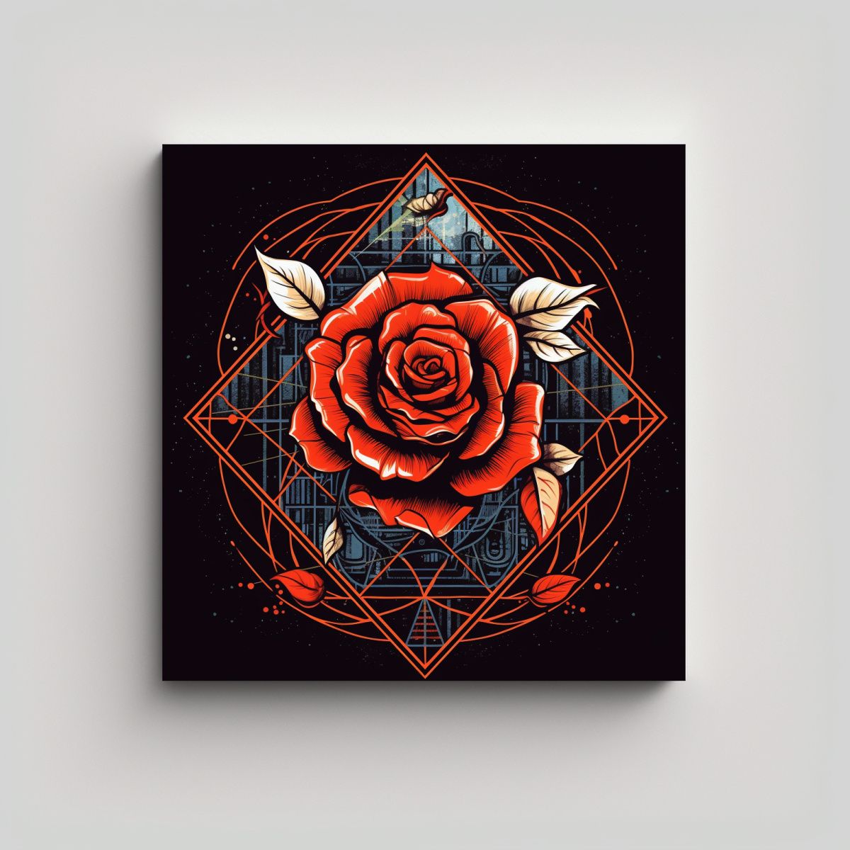 GENERICO - Camiseta De Geometría Sagrada Con Rosa Roja Y 90x90 Cm