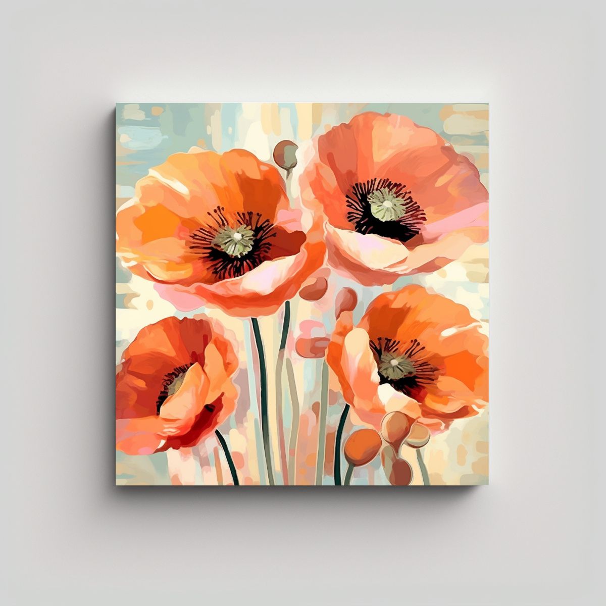 GENERICO - Arte Poppy Luminoso En Tela Bastidor Estilo 50x50 Cm